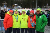 2016  Schneestation.com - Das erfolgreiche deutsche Skeleton-Team: v.l. Anja Selbach, Robin Schneider, Florian Heinrich